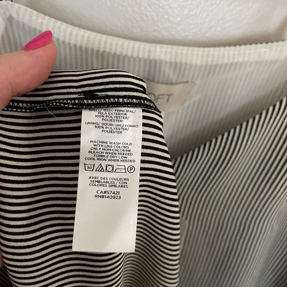 Loft Outlet Black and White Pinstriped Peplum Tank - Picture 3 of 7